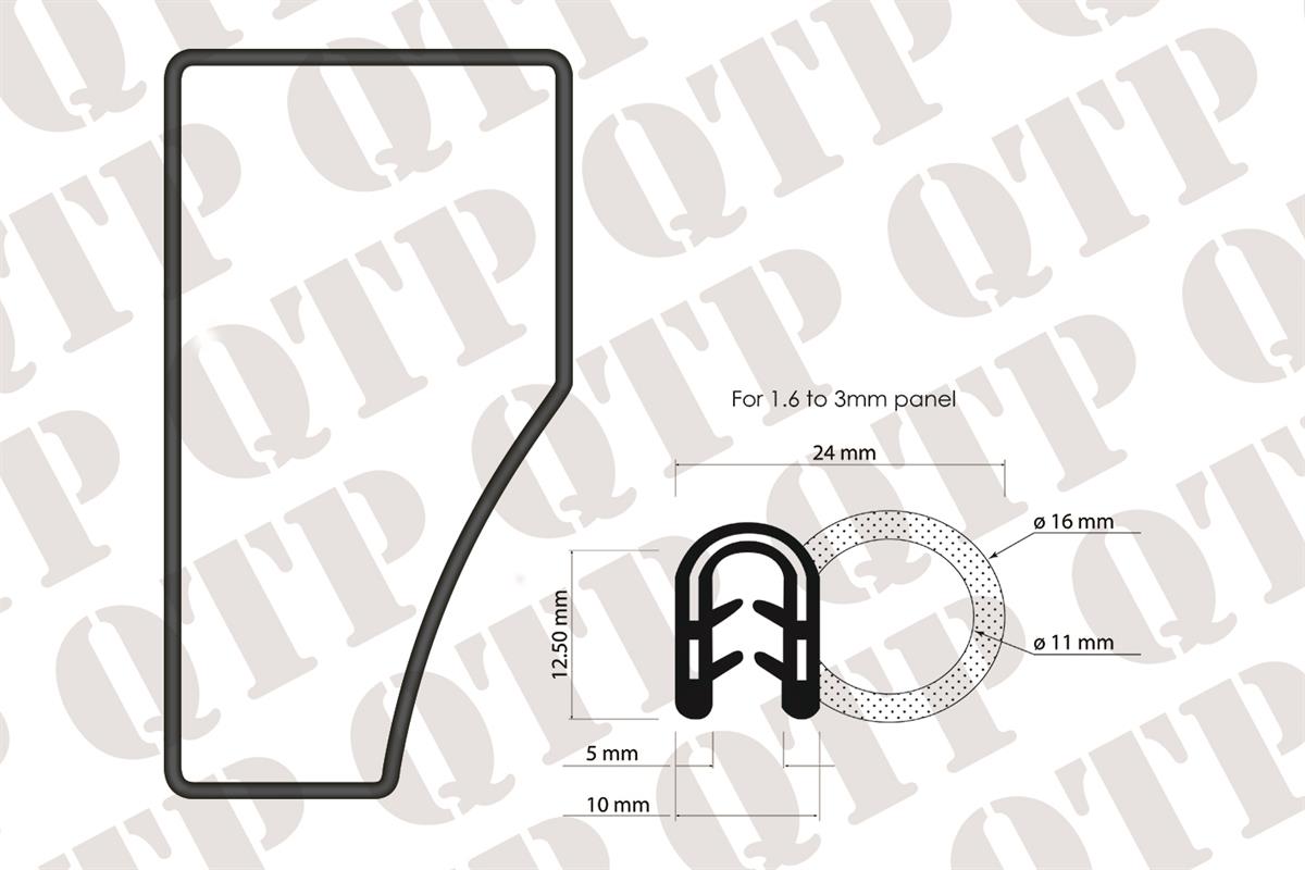 Gasket Rubber To Suit 59922 Glass Length 3.93 meter - AL164267, L114107, AL117017