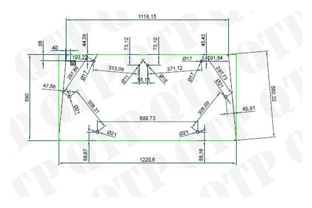 Rear Cab Glass (Silver Cab) - 3477716M1 , S10010 , S150661 , VPM7159
