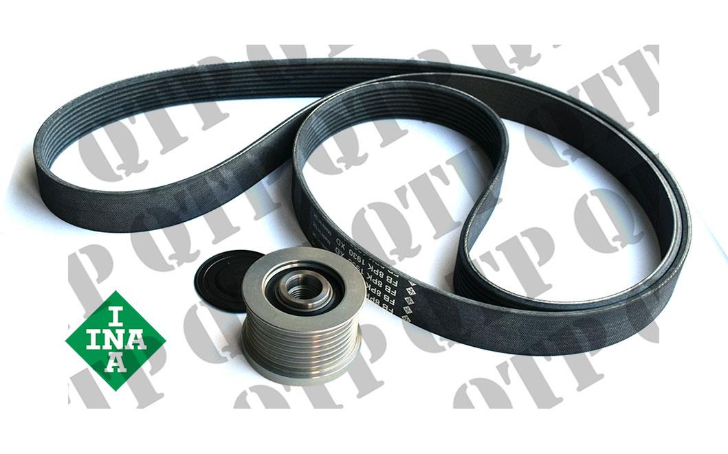Fan Belt & Pulley Kit John Deere 6110 6210 8PK2475 6010SE - 6210SE 6120 - 6520 6020SE - 6620SE 6530 6530 Premium 5620 5720 With Air Con Belt Length 2475mm