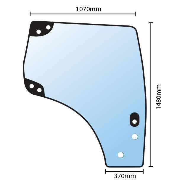 Glass Ford TSA & MXU RH Door T6030 T7030 Series TSA Case MXU100 MXU110 MXU115 MX41- * 82027356, 87560791, 84280178