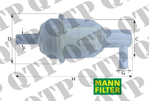 In Line Fuel Filter John Deere 50 Series Dimensions (mm)C-30D-36F-8.1G-8.1H-105 - AL67975, WK31/11(10), VPD6062, 60/100-67, 100-67