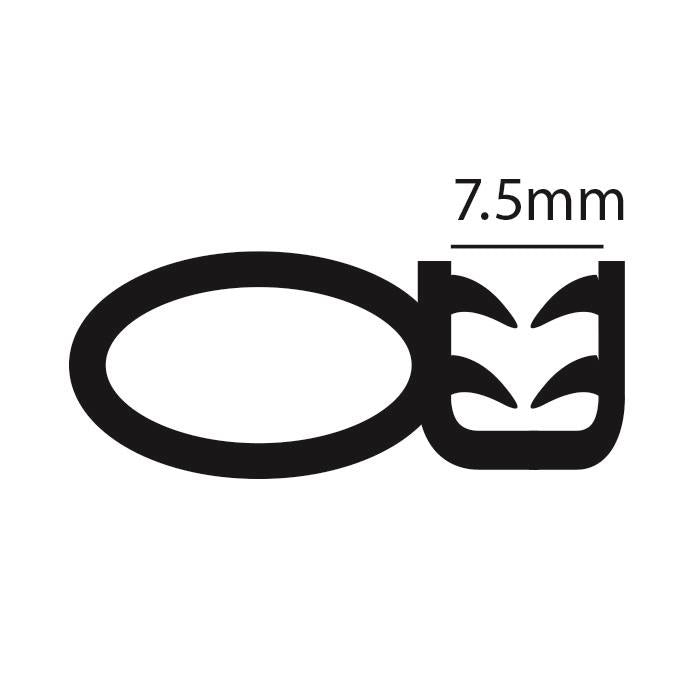 Draught Excluder Rubber Section 6mm 5 Mtr Length for 3mm to 6mm , SVF202