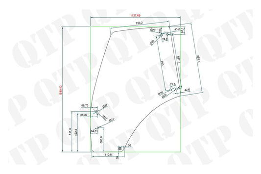 Glass Deutz Agrotron Same Rubin Door LH & Lamborghini Champion - 04418951, 0441895110,  S100675,