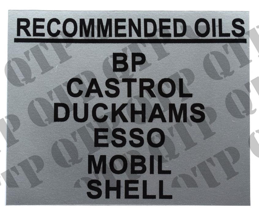 Decal 100 Recommended Oils