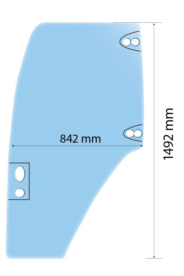 Glass New Holland T5000 TLA JXU Door LH 6 Hole ** 7 Hole TLA JXU Door Is 41077 ** - 87302769, B49714