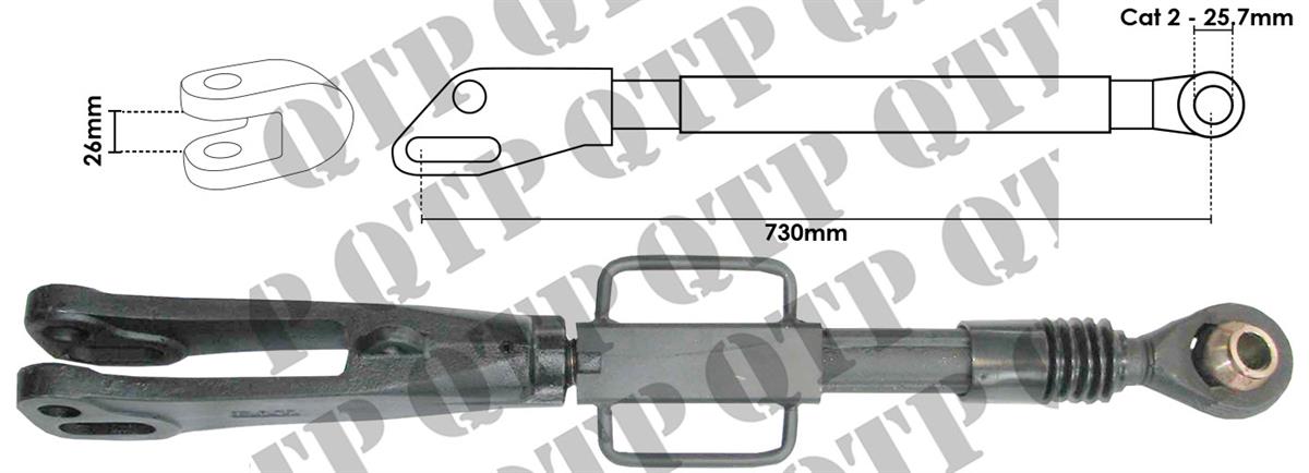 Levelling Box Ford 40 RH Complete Adjustable 5640-8340 TS80 TS90 TS100 TS110 TS115 Length 730mm Cat 2 25.7mm Between Forks 26mm , S67634 , 82001735 , 81866667 , 82001736 , 83991548 , F0NNA935AA , F0NNA954CD